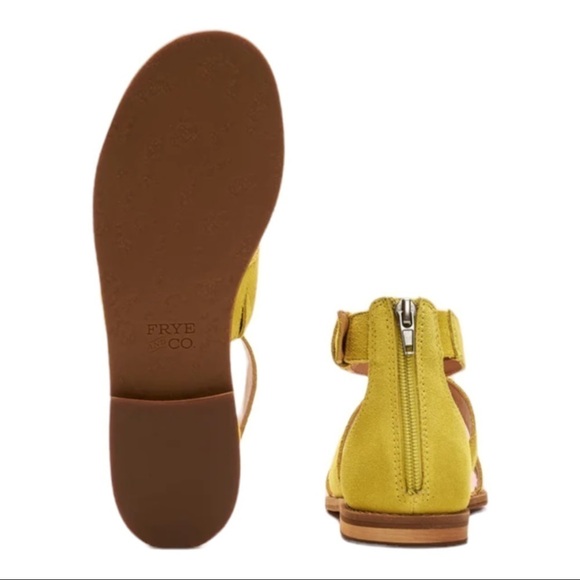 NEW FRYE Evie 2 Band Leather Sandals Lime Size 10M - Picture 5 of 10